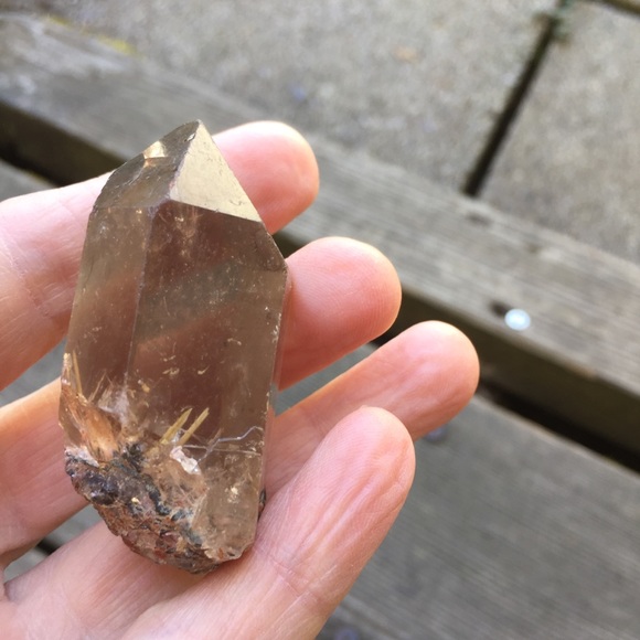 Golden Rutilated Smokey Quartz with Hematite - Picture 4 of 9